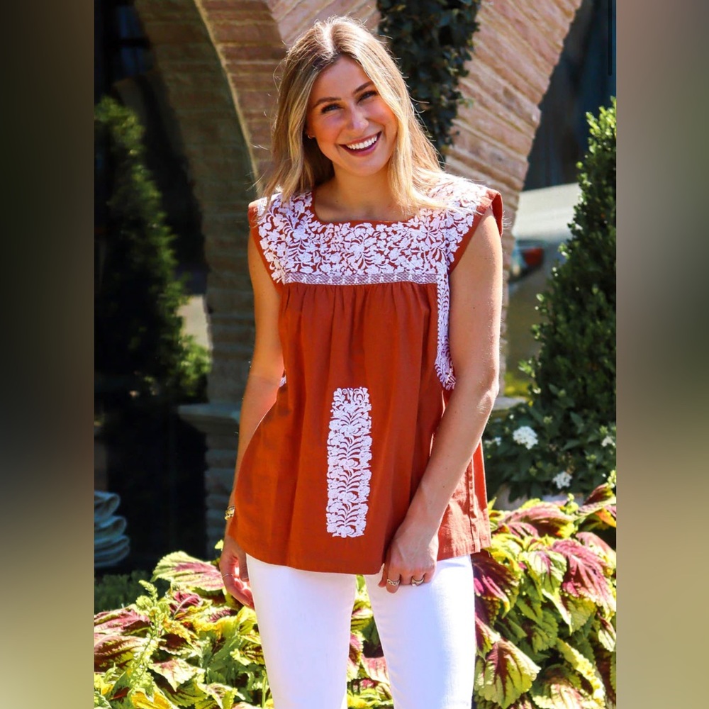 J. Marie Burnt Orange Heath Top, size S